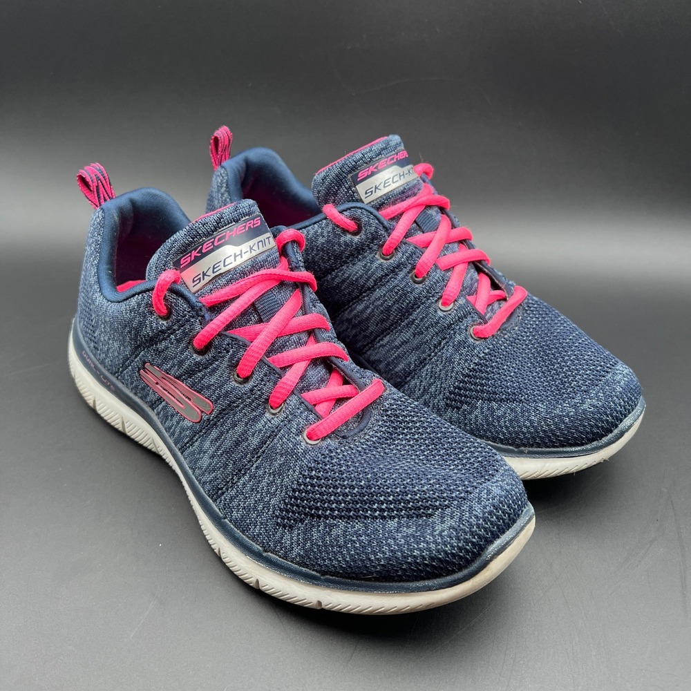 Skechers‎ Skech-Knit Navy Pink Air-Cooled Memory Foam Sneakers 12750 Womens 7.5